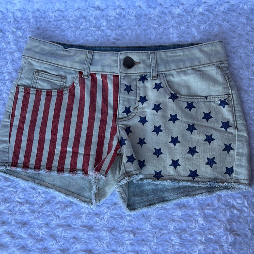 Flag Jean Shorts